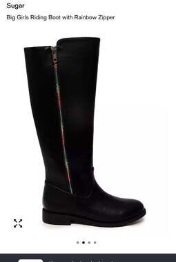Sugar Kids Black Rainbow Zipper High Boots Size 2 New